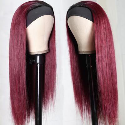 Ombre #99J Burgundy Headband Wigs with Black Root