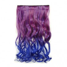 Ombre Colorful Clip in Hair Wavy 04# Rosy/Blue 1 Piece