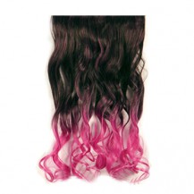 Ombre Colorful Clip in Hair Wavy 06# Black/Rosy 1 Piece