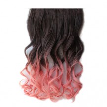 Ombre Colorful Clip in Hair Wavy 11# Black/Pink 1 Piece