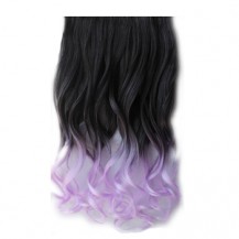 Ombre Colorful Clip in Hair Wavy 17# Black/Purple 1 Piece