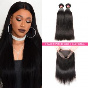Straight Hair 2 Bundles With 360 Lace Frontal Virgin Hair