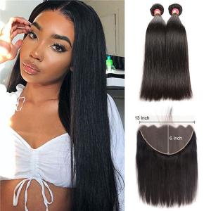Straight Human Hair Weave Hairstyles With 13x6 Lace Frontal Closure