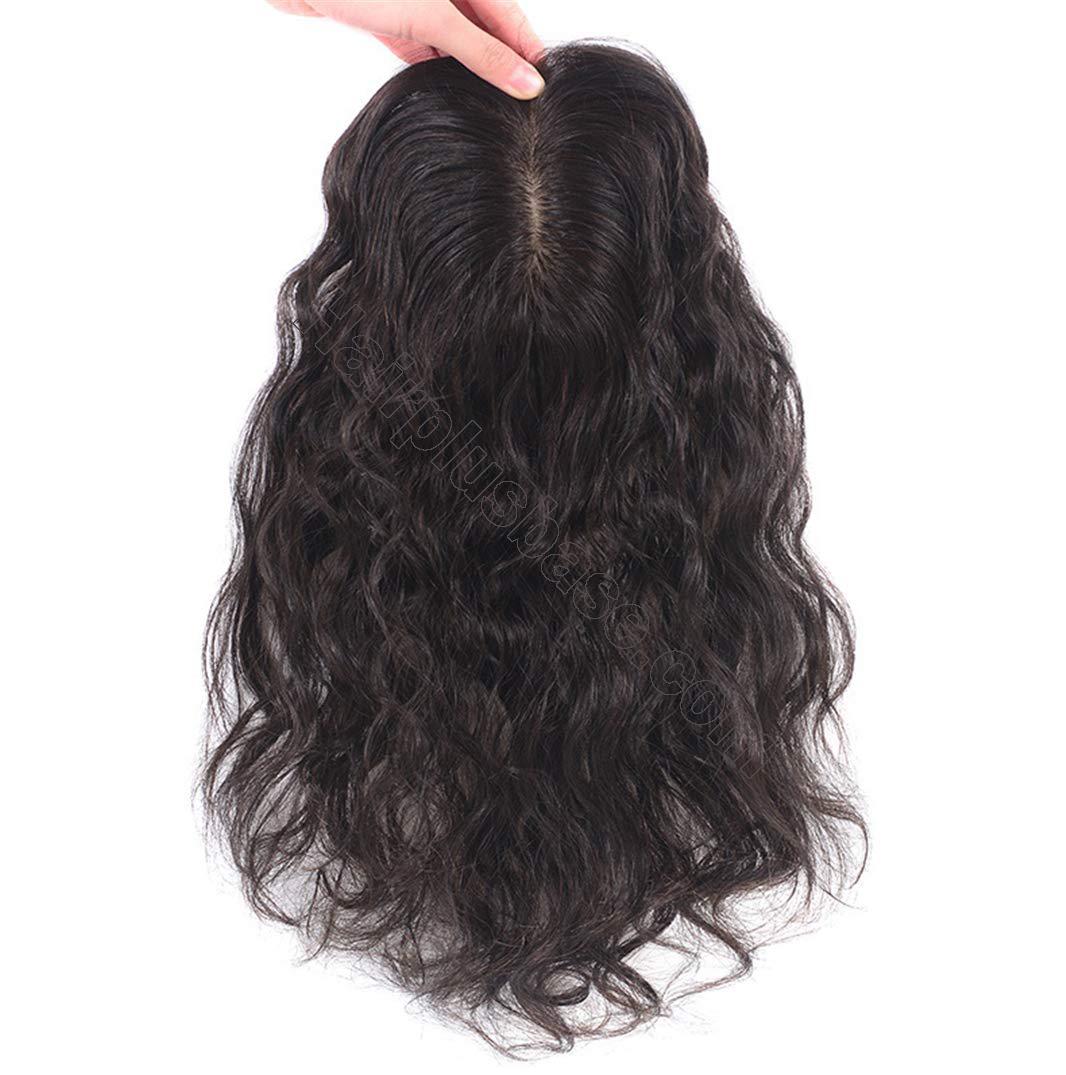 Curly Human Hair Wiglet Hairpieces for Thinning Hair, 9x14cm Silk Base